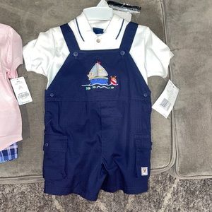 Brand new overalls with polo shirt